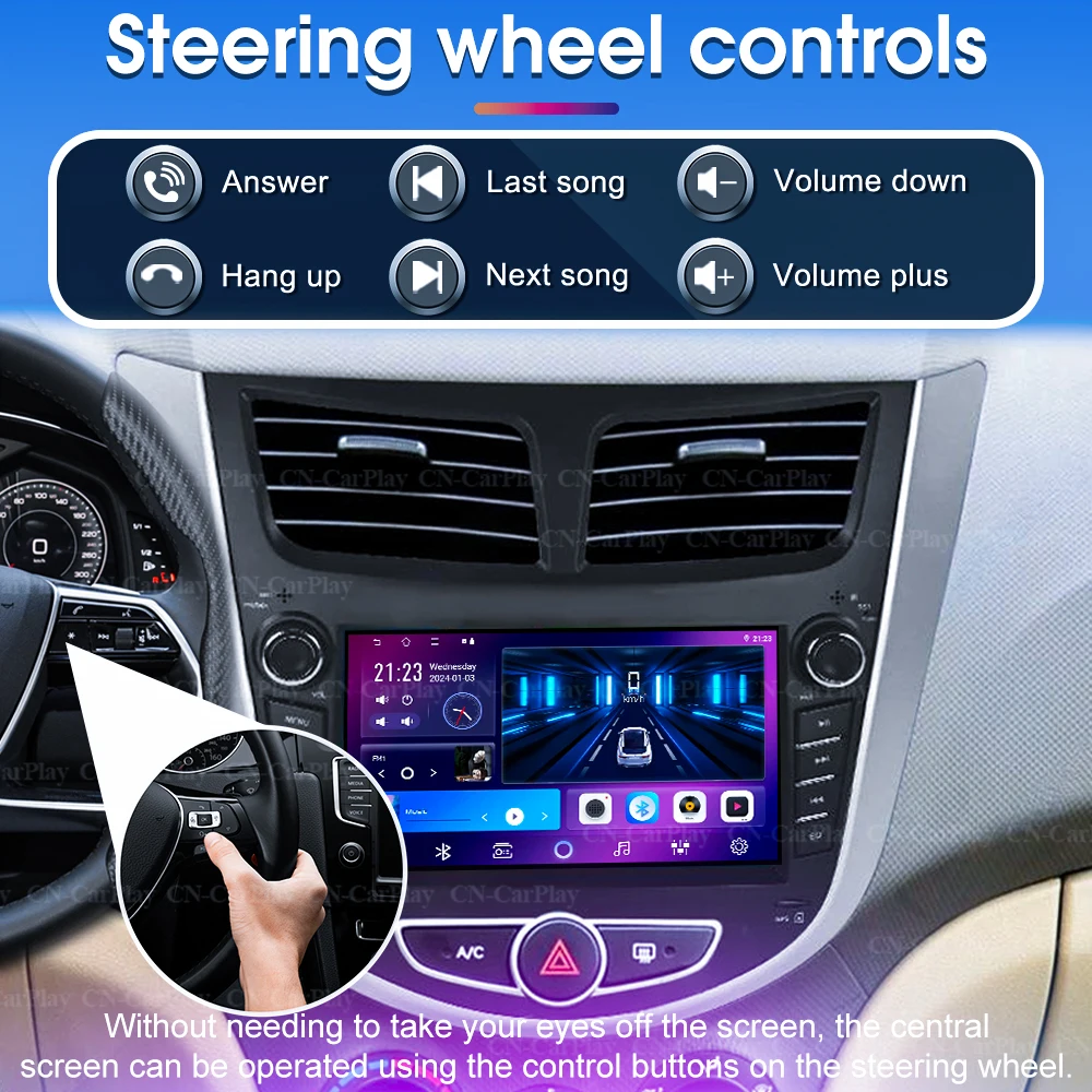7-дюймовая автомагнитола Android 16 для Hyundai Solaris Accent 2010-2016 с Carplay, мультимедийный видеоплеер, стереосистема, GPS, без 2DIN (art.: 3920d7fe142f7) - 3920d7fe142f7
