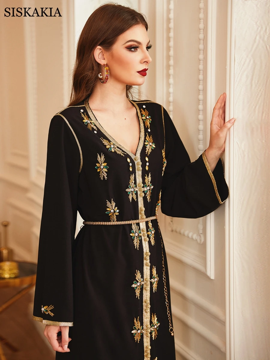 Женское платье-Абая Siskakia для ближневосточных вечеринок роскошный арабский Оман