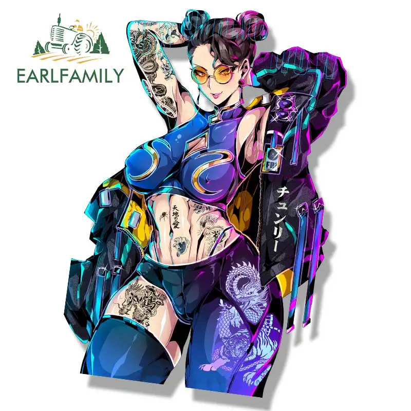 

EARLFAMILY Street Punk Chun-Li Fanart автомобильная наклейка аркадная игра эскиз Waifu наклейка JDM мультфильм Peek Girl граффити NSFW наклейки