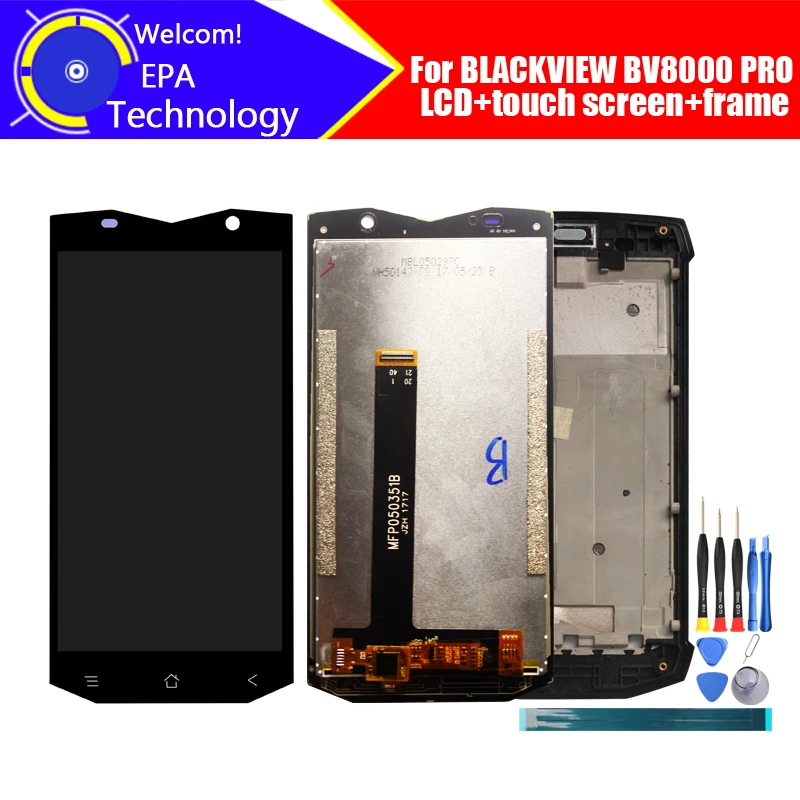 ЖК-дисплей с дигитайзером сенсорного экрана, 5,0 дюйма, в сборе с рамкой, 100% оригинальный ЖК-дисплей с дигитайзером сенсорного экрана для BV8000 PRO