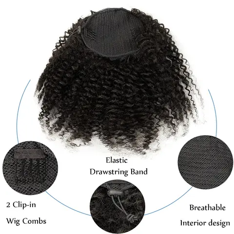 Maxine Афро Кудрявый Конский Хвост Человеческие Волосы Кудрявый Вьющийся Конский Хвост Наращивание Заколка на Шнурке Конский Хвост Пучок Шиньоны Для Женщин