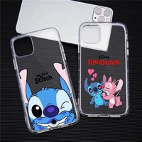cute cartoon stitch phone case transparent for iphone 13 12 11 pro max mini xs max 8 7 plus x se 2020 xr cover