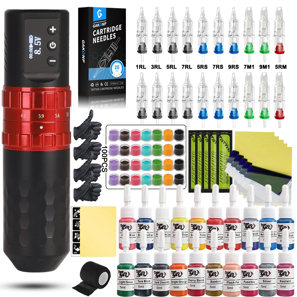 GAKONP Беспроводная тату-машинка набор ручек с иглой регулируемая скорость