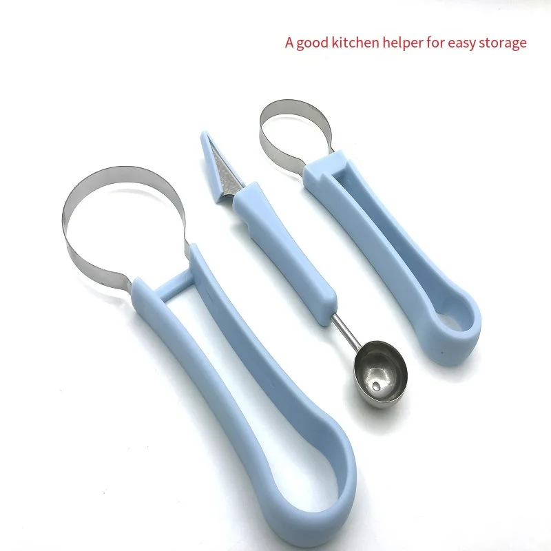 Нож для резьбы по фруктам из нержавеющей стали 3 в 1 инструмент фруктовых тарелок