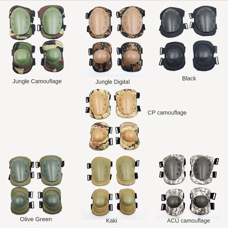 2pcs/set Outdoor Protective Equipment Camouflage Knee Brace Elbow Pads Four-piece Cycling Gear Set Support |