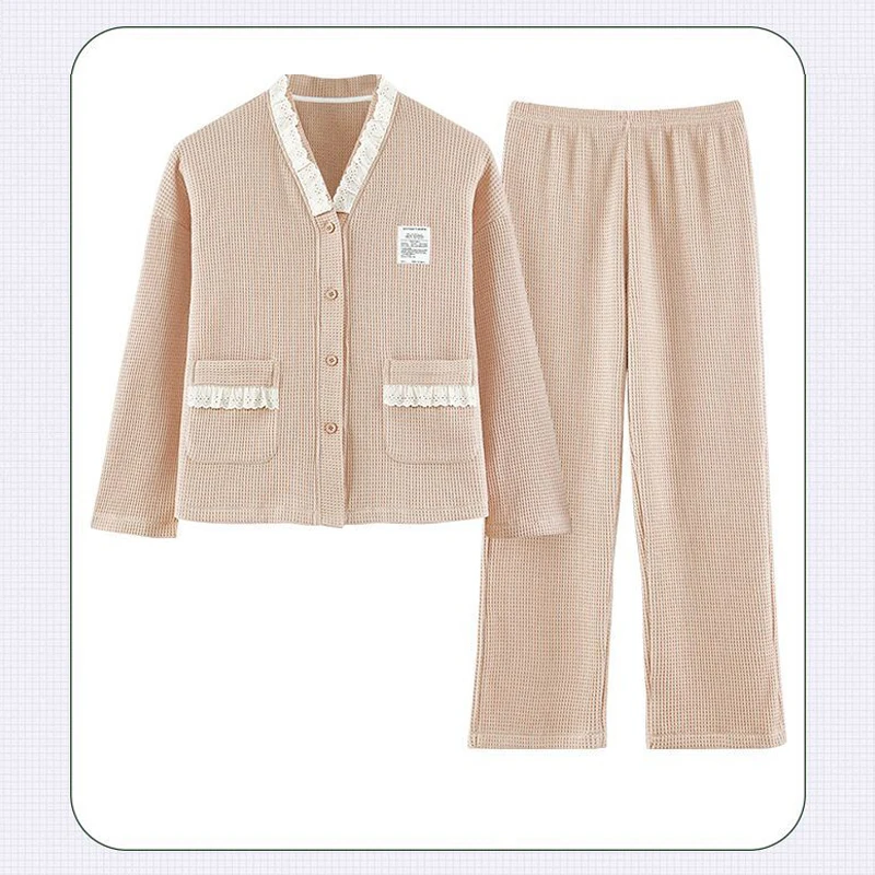 

100% Cotton Pajamas For Women In Spring Autumn And Winter Long Sleeved New Ins Housewear Suit Can Be Worn Externally