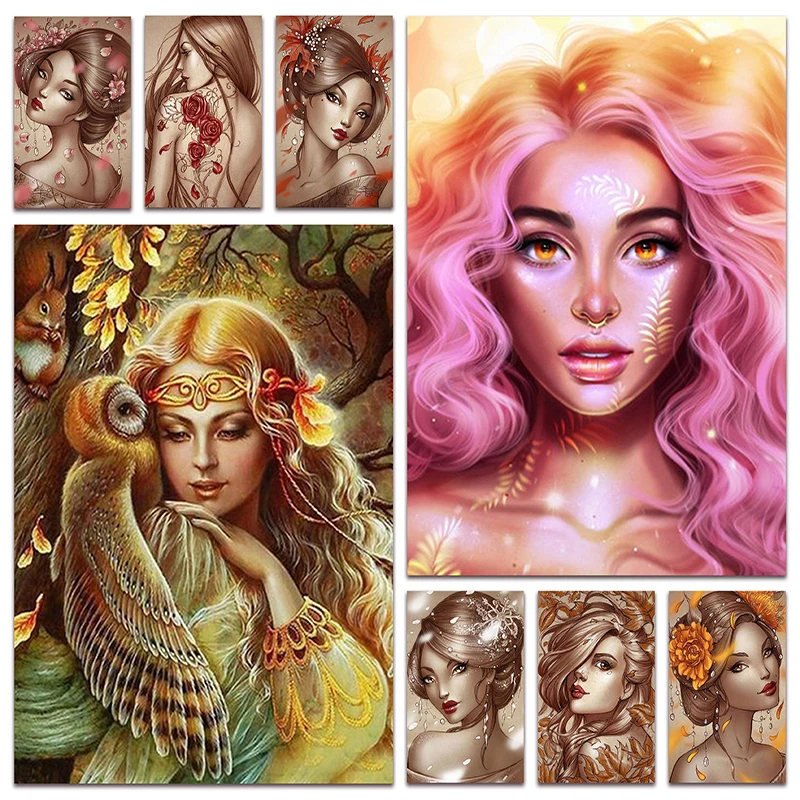 

New DIY Diamond mosaic Art owl Beauty Fairy 5D Full Diamond painting embroidery cross stitch flower girl picture Home decor E126
