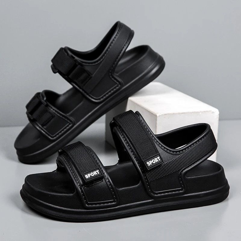 Сандалии мужские на плоской подошве мягкие удобные нескользящие пляжные