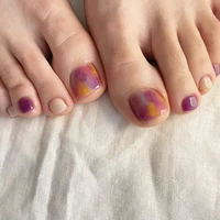 24pcs wearable purple starry sky false toe nails with glue full cover removable square short fake toenails press on toe nail
