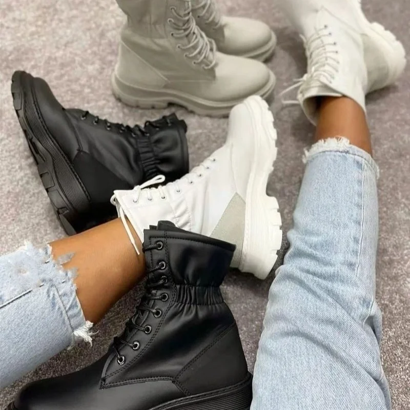 New Boots Women Snow Women's Boots Lace-Up Ladies Shoes Keep Warm Ankle Boots Ladies Flat Casual Botas Mujer Women Winter Shoes