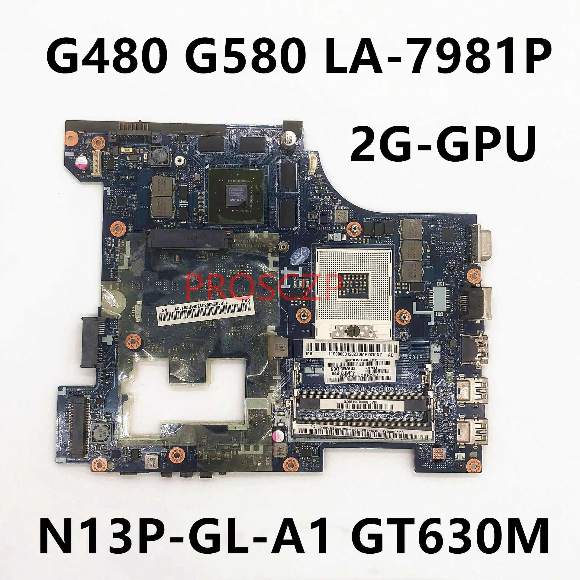

LA-7981P LA-7988P системная плата для Lenovo Ideapad G480 G580 материнская плата для ноутбука 2G-GPU с HM76 DDR3 GT630M/GT635M 100% полностью протестирована