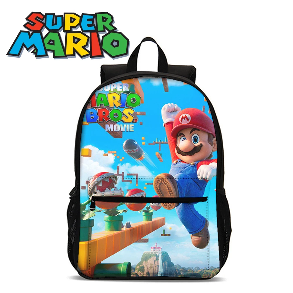 

47cm Super Mario Bros Cartoon Backpacks for Boys Anime Action Figures Yoshi Bowser Luigi Games Kids Schoolbag Stationery Bags