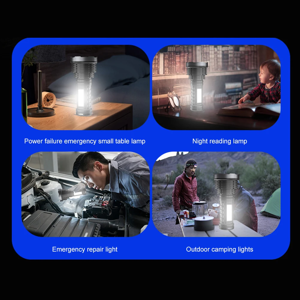 

Фонарик XPE + COB светодиодный водонепроницаемый, 4 режима, 1200 мАч