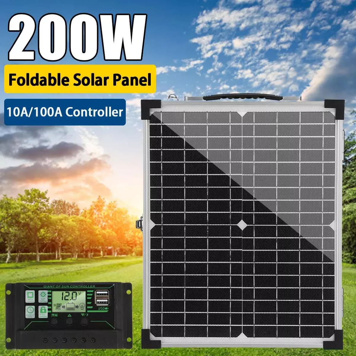 

12V 200W Foldable Solar Panel Dual USB With Controller With Controller Waterproof Solar Cells Poly Solar Cells Car Yacht RV