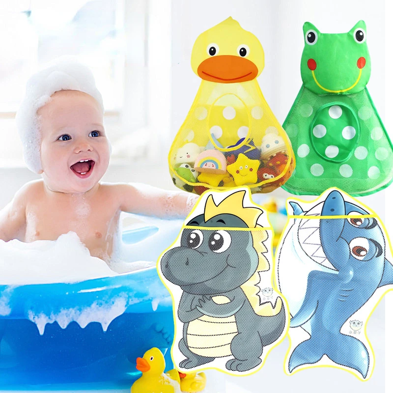 

Baby Bath Cute Duck Frog Mesh Toy Storage Bag Strong Suction Cups Bath Game Hanging Bag Bathroom Organizer Water Toys for Kids