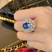 new color treasure light luxury niche design blue zircon ring women open wild temperament of internet celebrity live broadcast 5
