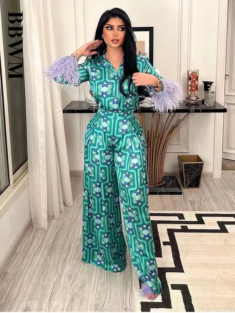 Женский комплект из 2 предметов Клетчатая блузка и прямые брюки повседневная