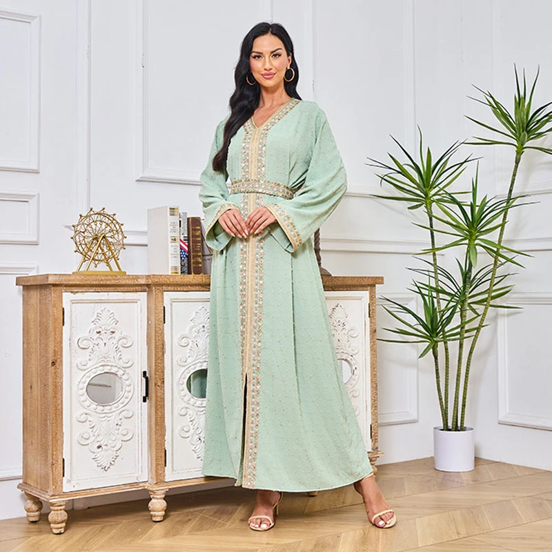 

Eid Djellaba Embroidery Abaya Morocco Kaftan Dubai Turkey Gulf Jalabiya Ramadan Party Dress Women Muslim Abayas Robe Gown Caftan