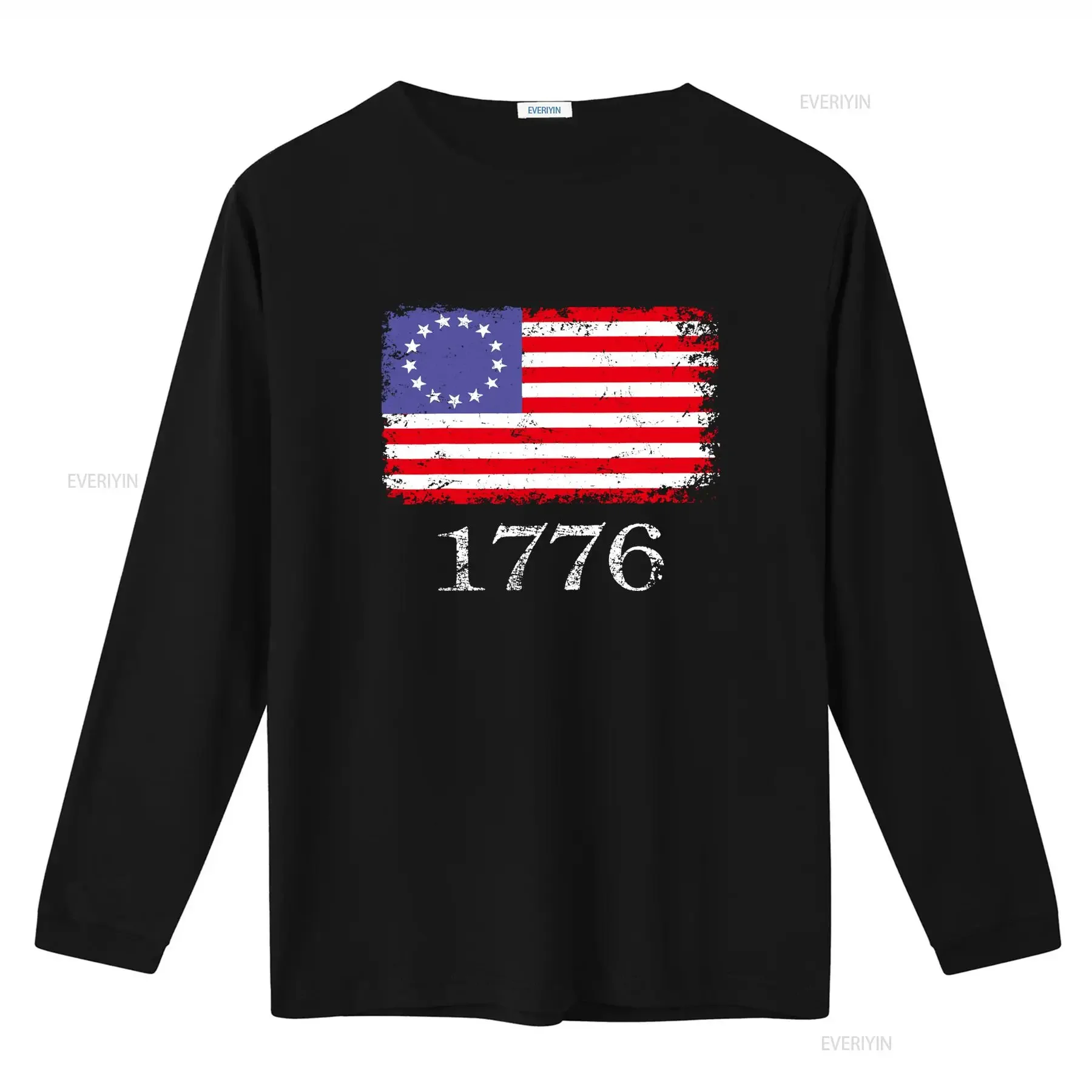 Фото Футболка Betsy Ross с американским флагом 4 июля 1776 года, ретро-дизайн, патриотический узор для празднования Дня независимости, винтажная, с эффектом потертости №2