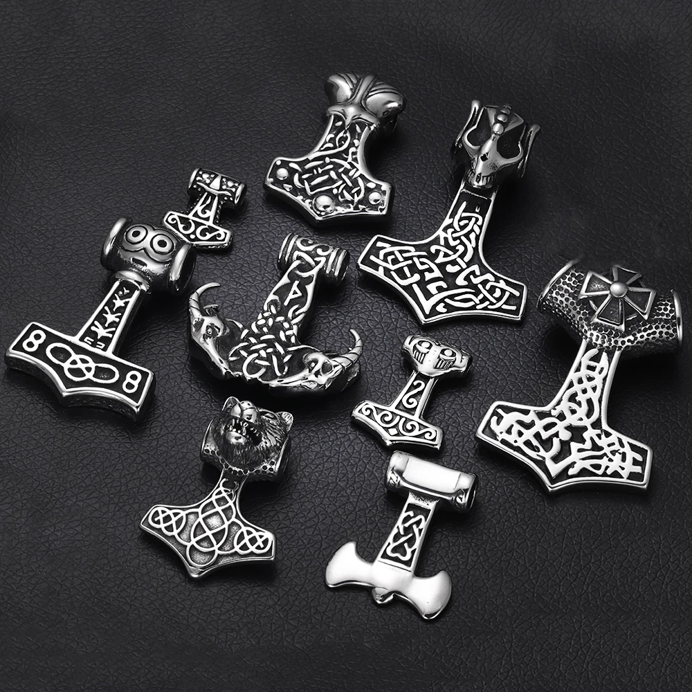 

2pcs Stainless Steel Viking Norse Pendant for Necklace DIY Accessories Jewelry Making Findings Men Charm Supplies Punk Axe