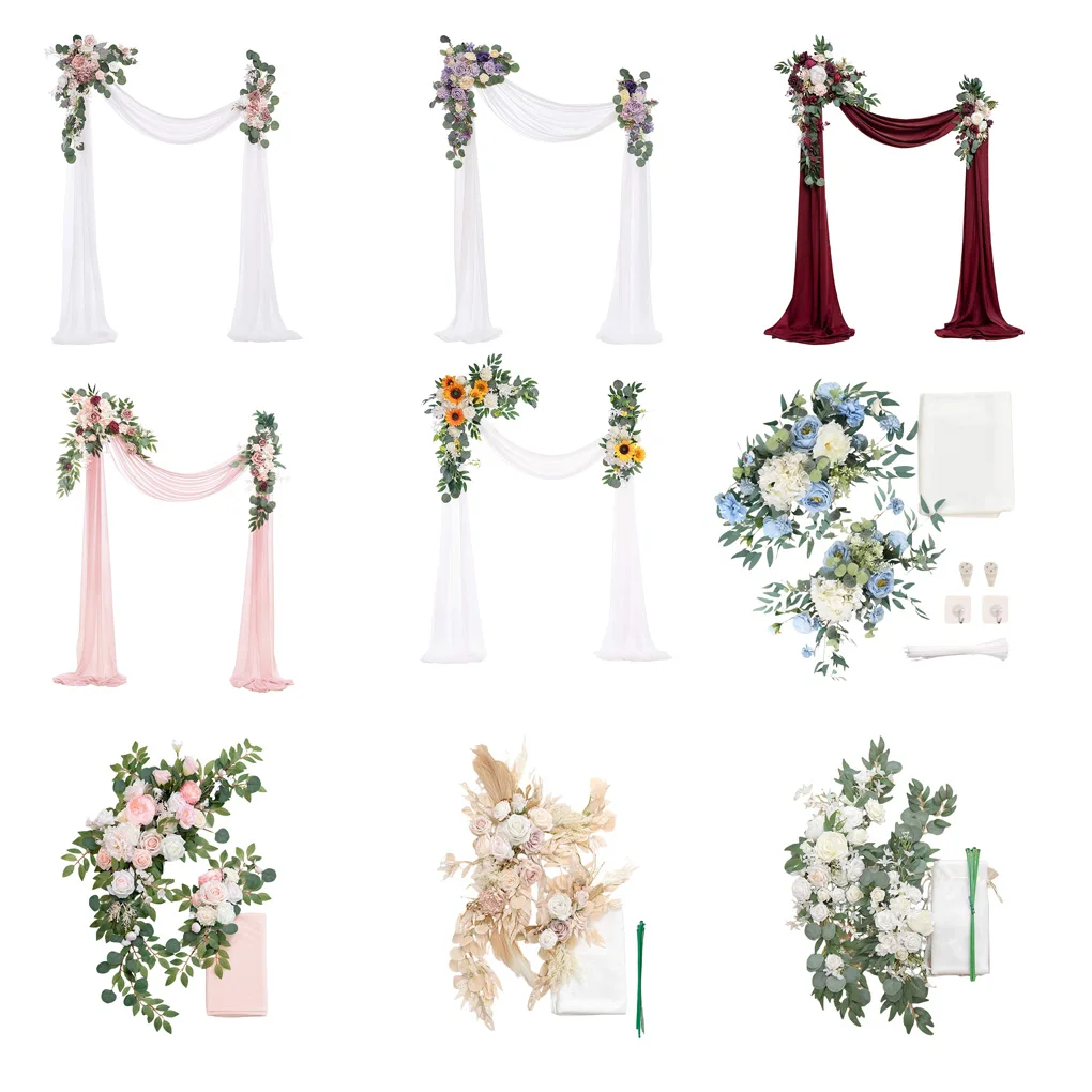 

Artificial Flowers Arch Swag Green Leaves Garland Ceremony Wedding Reception