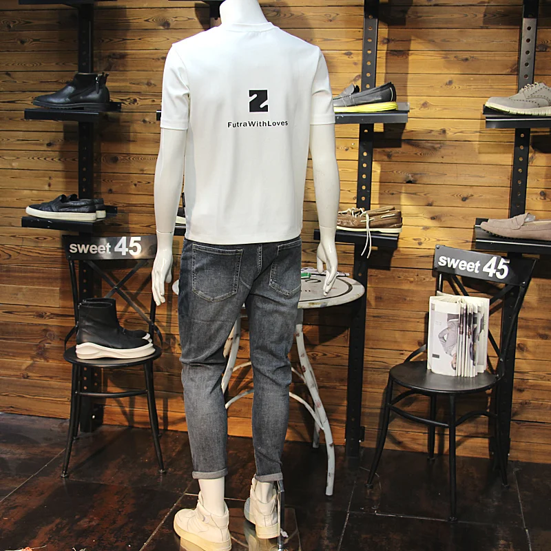 Осенне-зимняя мужская мягкая шерстяная утолщенная футболка с круглым вырезом