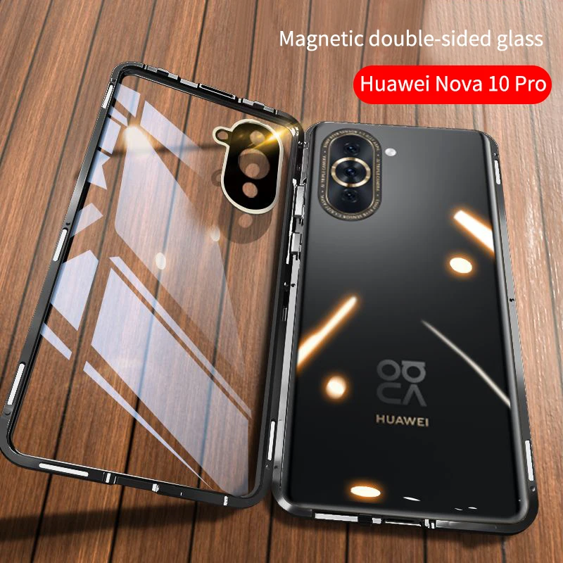 NEW 360 Full Magnetic Metal Protection Lens Case For Huawei Nova 10 9 8 7 P60 P50 Honor 50 70 Pro Double-sided Glass Phone Cover