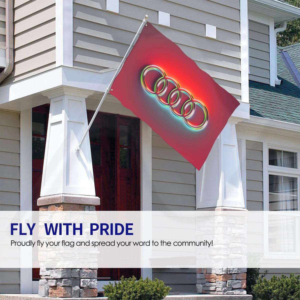 2022 Горячая Продажа Логотип автомобиля Audi с флагом гордости, распечатанным на подарочном баннере для гонок дома и на открытом воздухе.