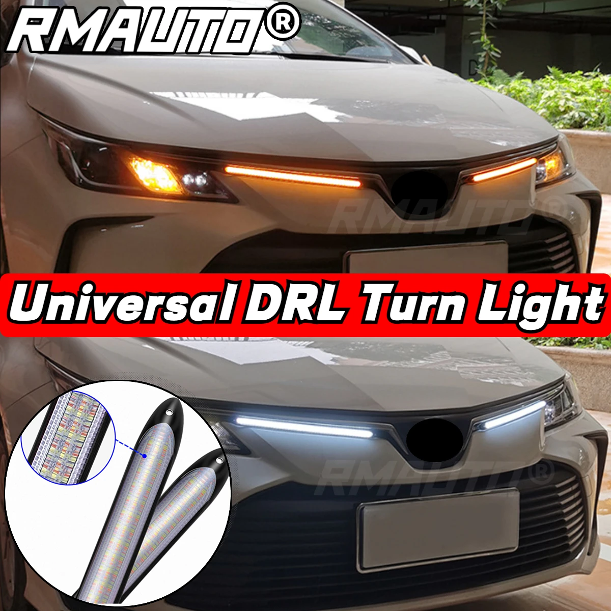 

RMAUTO 2Pcs LED Car DRL Daytime Running Lights Waterproof DC 12V Headlight Sequential Dynamic Turn Signal Lights Flow Day Light