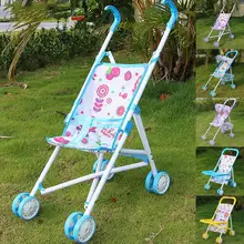 Foldable Kid Stroller Simulation Baby Doll Light Stroller Carriage Birthday Gifts Infant Nursery Play Toys Doll Accessories