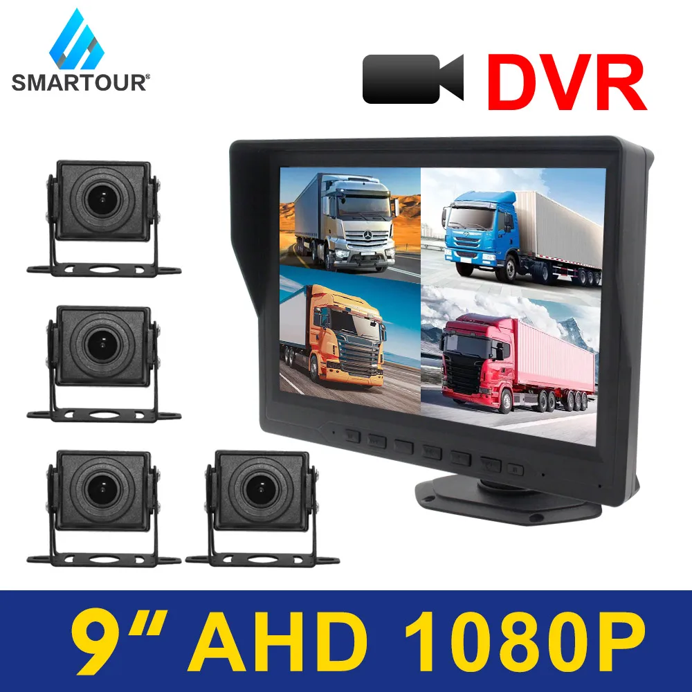 

Автомобильный AHD-монитор SMARTOUR, 9-дюймовый раздельный видеорегистратор, 4 канала, камера заднего вида, ЖК-дисплей, для грузовиков и домов на ко...