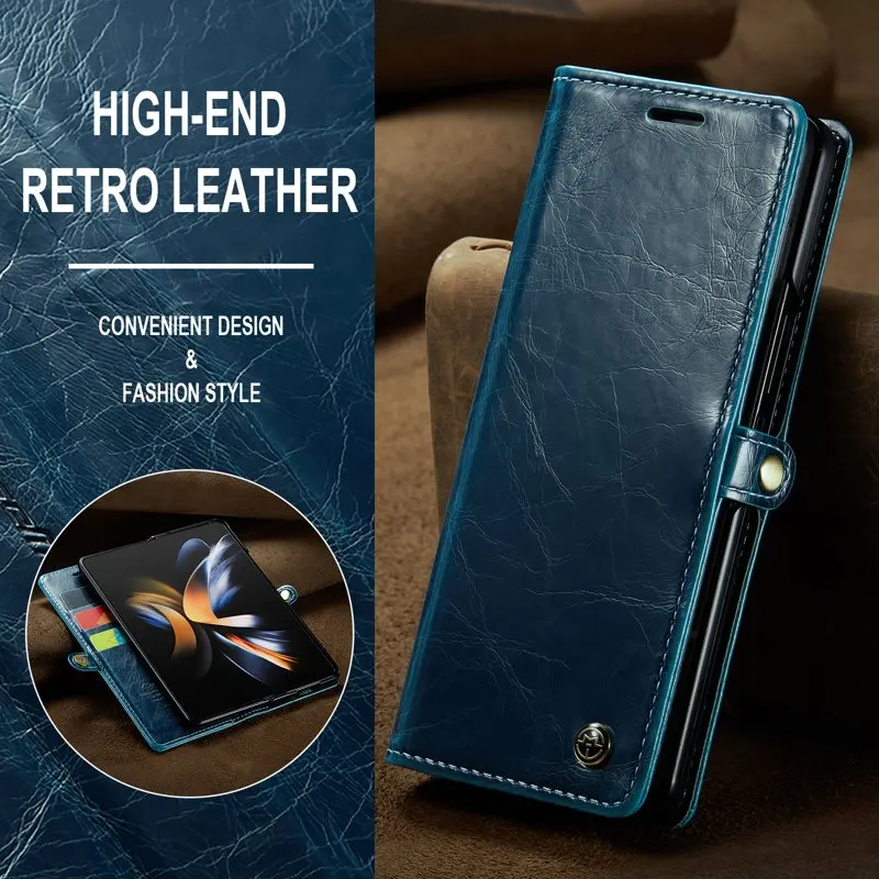 Phone , Case PU  Flip Phone Case with [Card Slot] [Stand Function], Foldable Phone Case for Samsung Galaxy Z Fold 4 5G Case - Bl