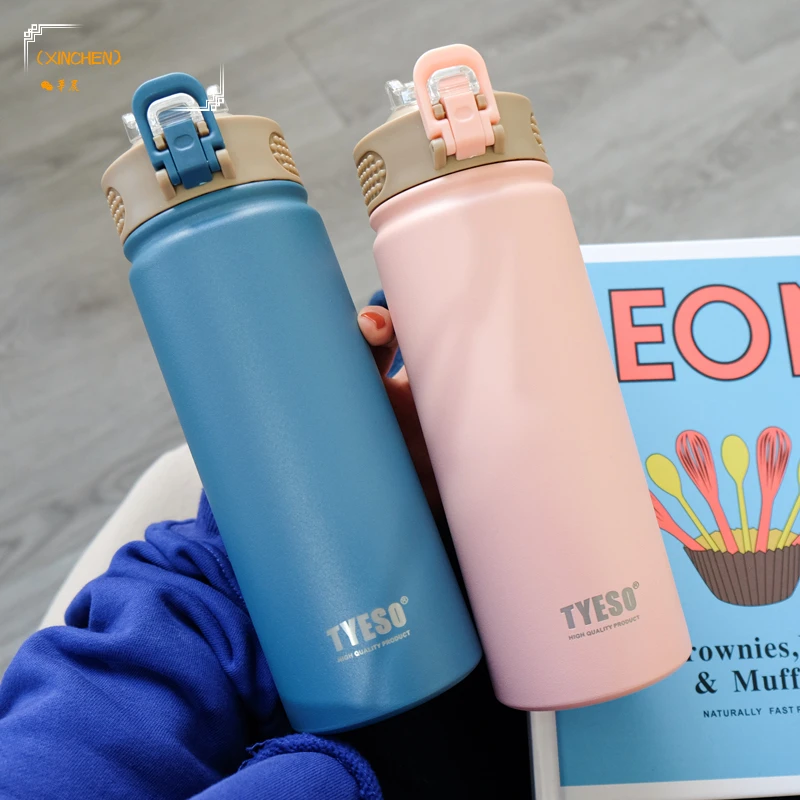 

530ml/750ml Double Stainless Steel Thermos Mug with Straw Portable Sport Vacuum Flask Travel Thermal Water Bottle Thermocup