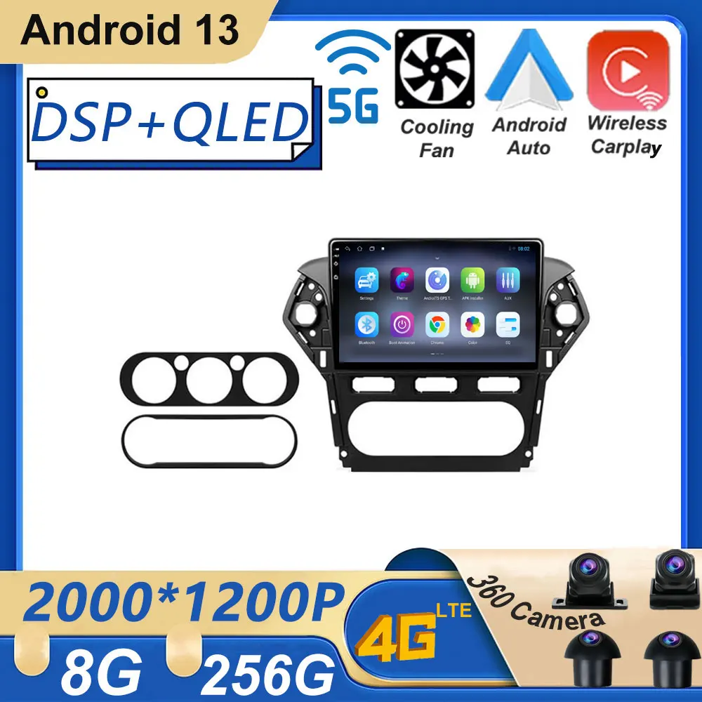 

Автомобильный радиоприемник на Android 13 для Ford Mondeo 4 2010-2014, стерео проигрыватель, навигация, видео, мультимедиа, беспроводной Carplay Auto