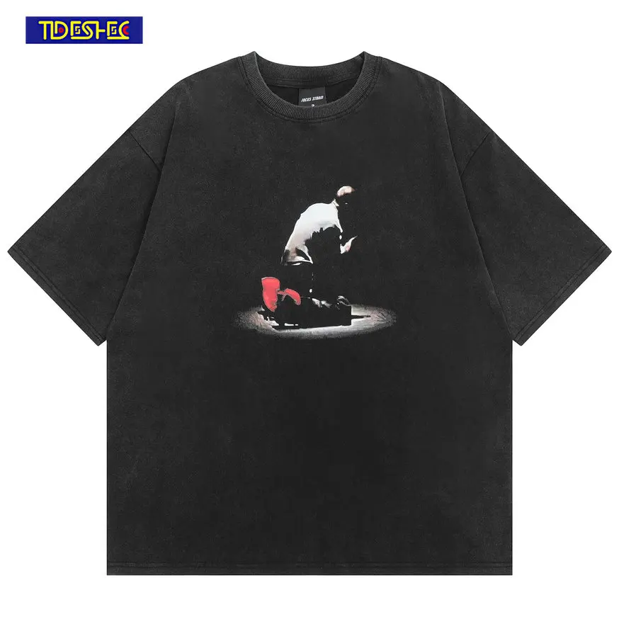 

Футболка мужская оверсайз с коротким рукавом и круглым вырезом, в стиле хип-хоп