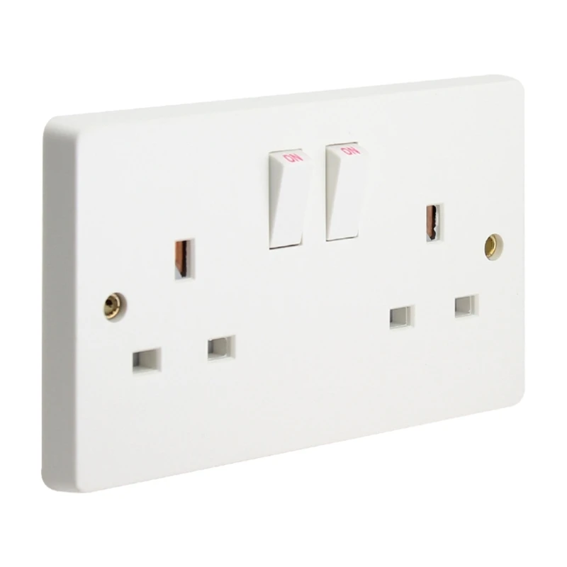 

Switched Double Power Socket Upgraded Three-Hole Socket Switches for British Standard with Square Holes for Household