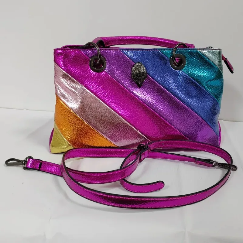 

Large Capacity Handbag Rainbow Colorful Stitching Purse Eagle Metal Logo Cross Body Shoulder Bag Animation Derivatives