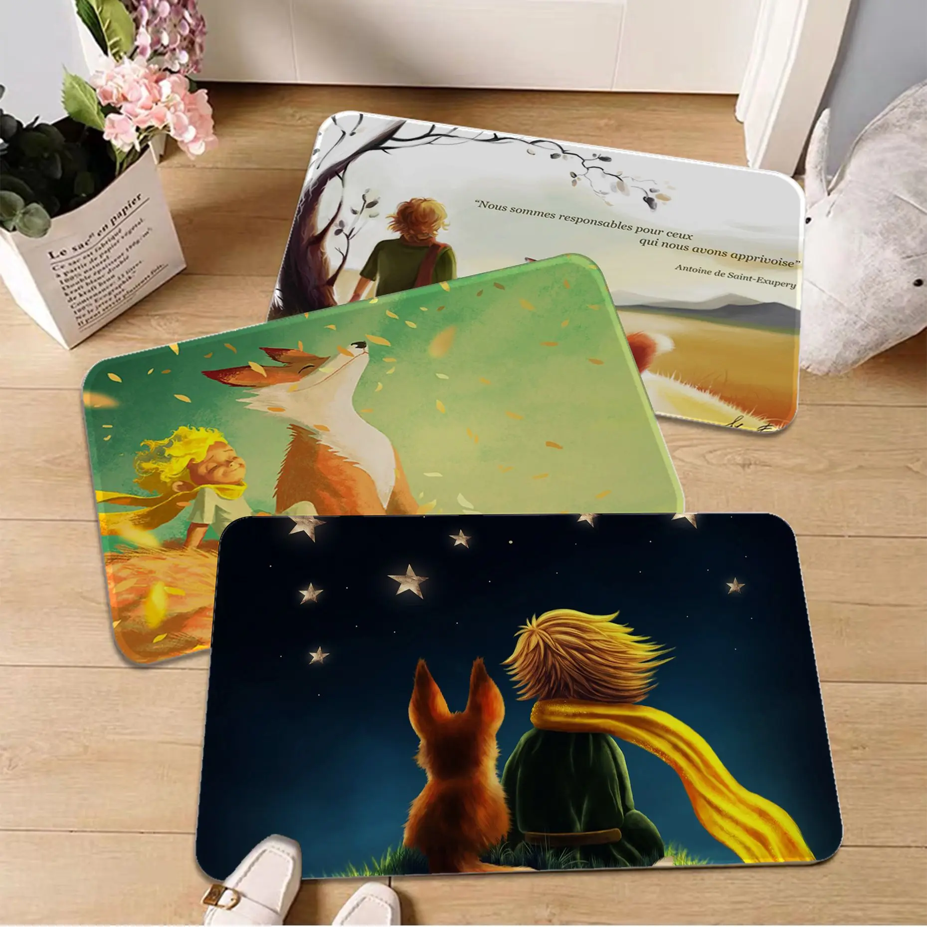 

Popolar The Little Prince And The Fox Hallway Carpet Cheaper Anti-slip Modern Living Room Balcony Printed Hotel Decor Mat
