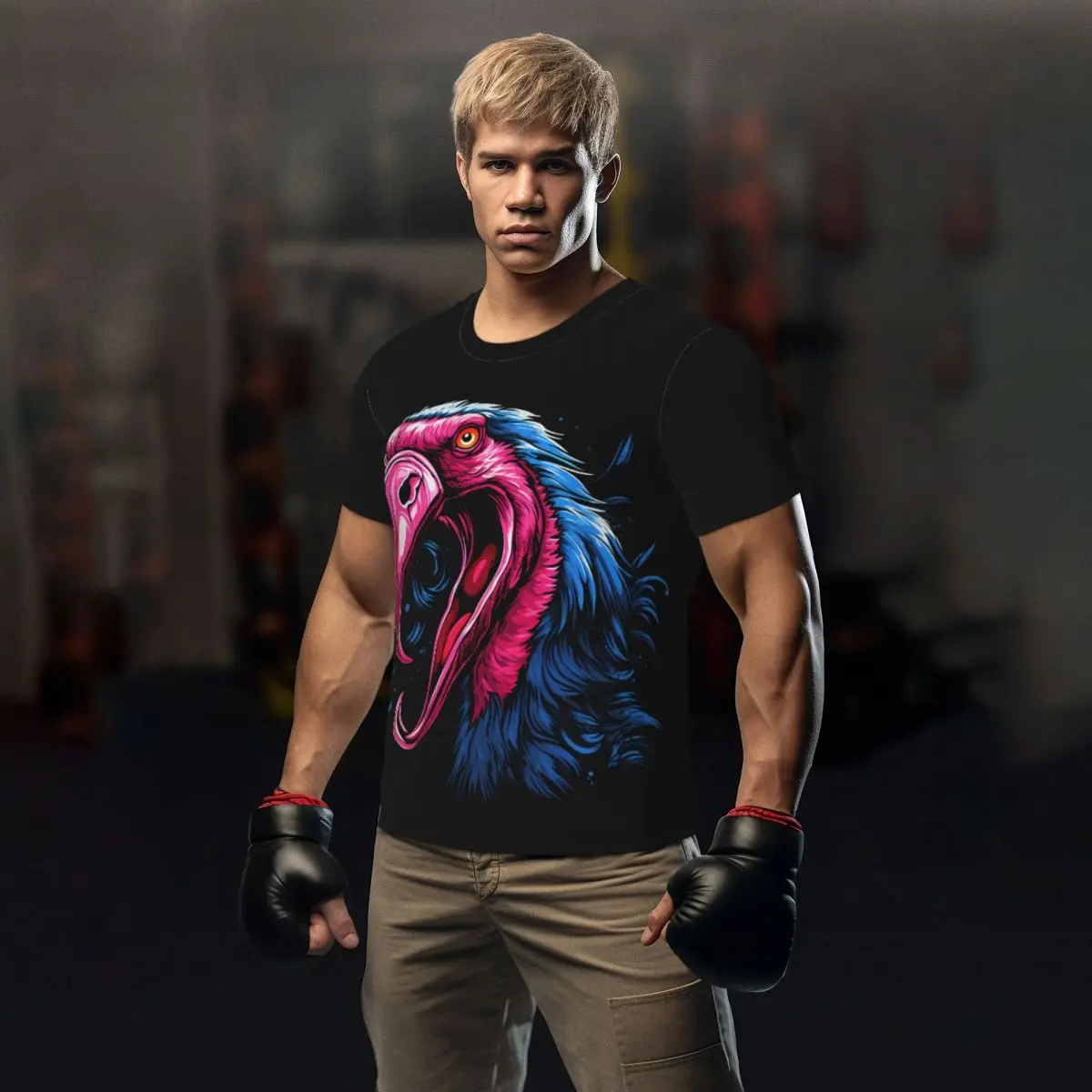 

Футболка мужская с принтом фламинго, смешная быстросохнущая рубашка для спортзала с абстрактными животными, большие размеры, лето