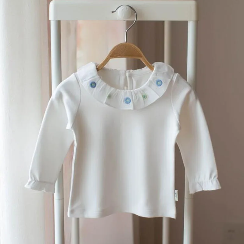 

Футболка для маленьких девочек, новинка, Весенняя футболка с длинным рукавом и цветочным принтом для девочек, детская одежда, футболка для н...