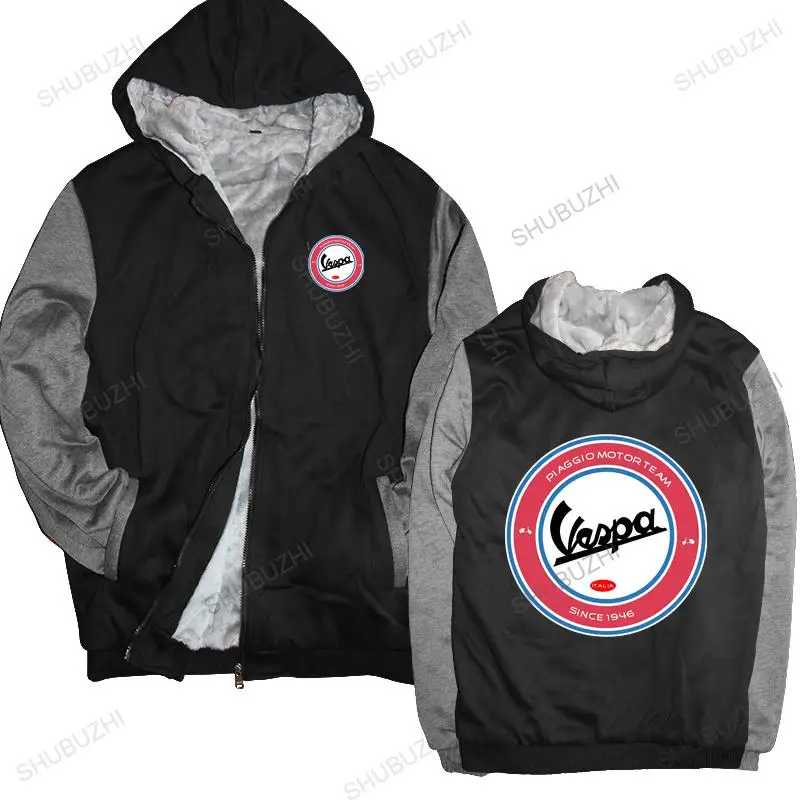 

Man black zipper thick hoodies classic vespa jacket men fleece jacket homme Comfortable unisex Outwear men sweatshirt zipper
