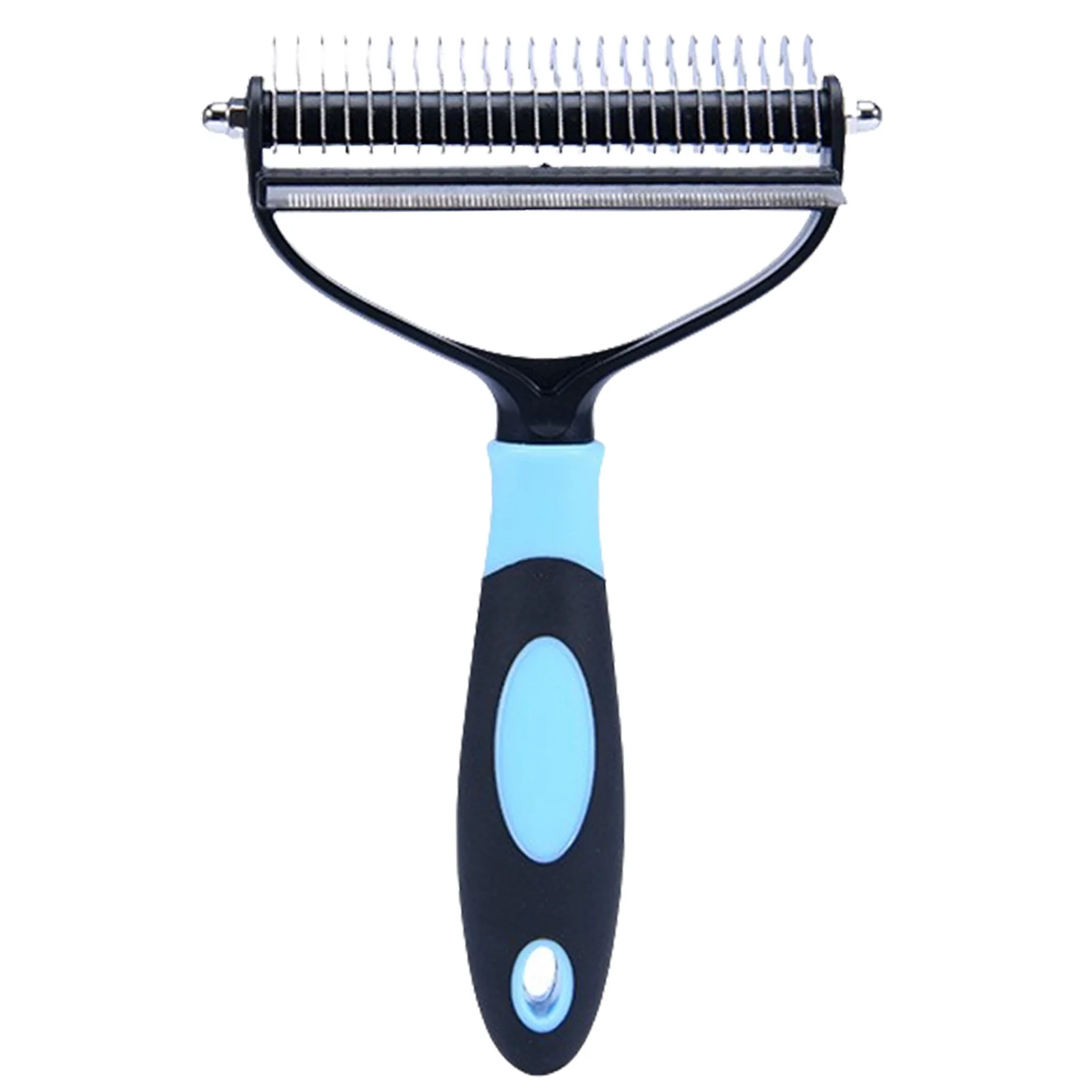 

Щетка для вычесывания собак Двусторонняя Расческа для собак для удаления спутывания и узлов уход за питомцами грабли и щетки для бриллиант...