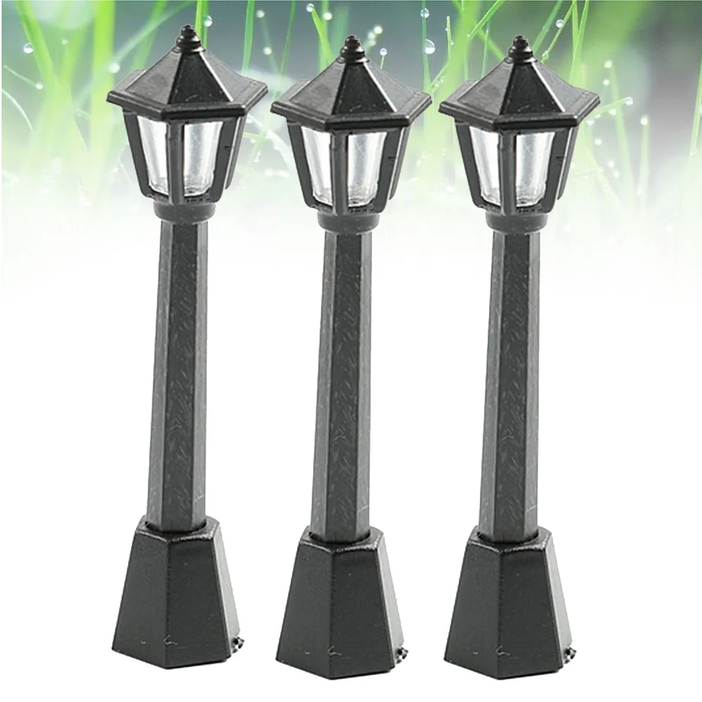 

Street Lamp Lights Mini Post Model Miniature Light Train Railway Micro Landscape Lamps Pathway Resin House Outdoor Christmas