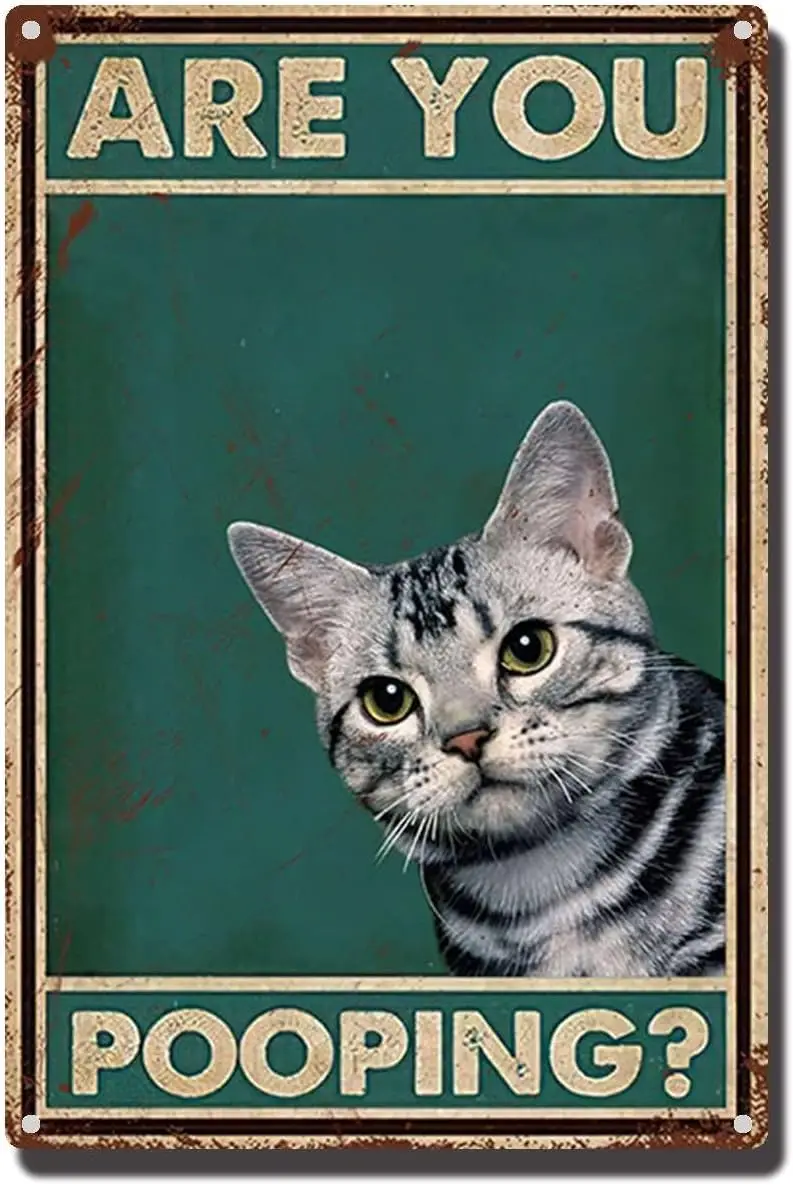 Металлический знак винтажный Забавный жестяной в виде кошки для ванной комнаты