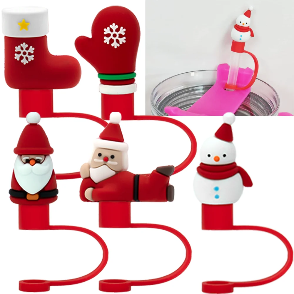 Рождественская соломенная крышка 8 мм 1/6 шт. 3D аксессуары для чашек милый