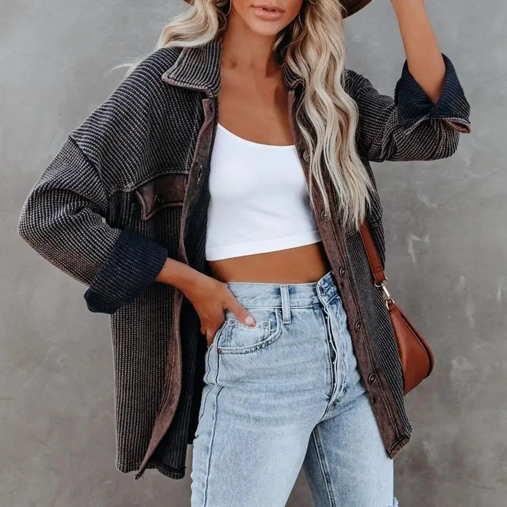 

Amazing Loose Coat Mid-Length Single Breasted Versatile Lady Solid Color Loose Fit Shirt Outerwear Women Coat Warm