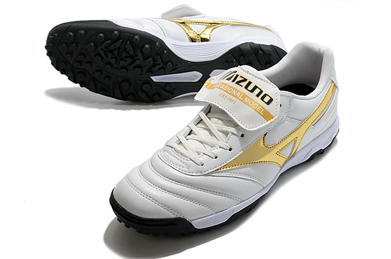 Authentic Mizuno Creation MORELIA II AS/TF Men's Shoes Sneakers Mizuno Outdoor Sports Shoes White/Golden Color Size Eur 40-45