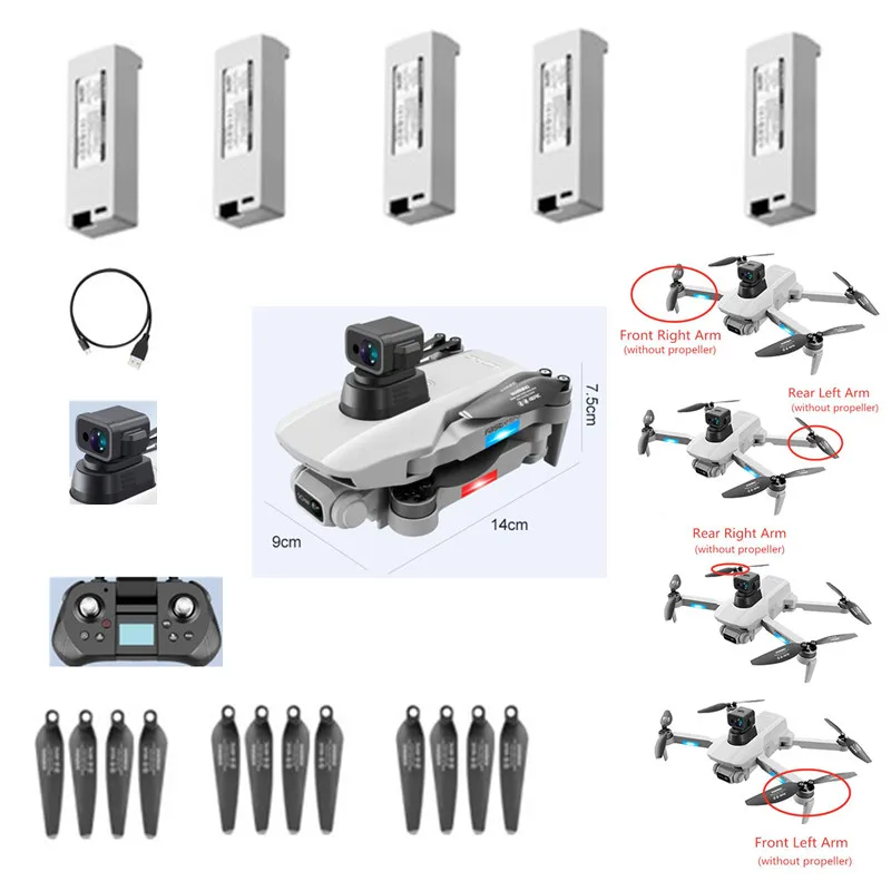 

F8S Brushless 8K ESC Camera WIFI Real Time RC Drone Qudcopter Spare Parts 7.4V 2500MAh Battery Controller USB Arm Propeller