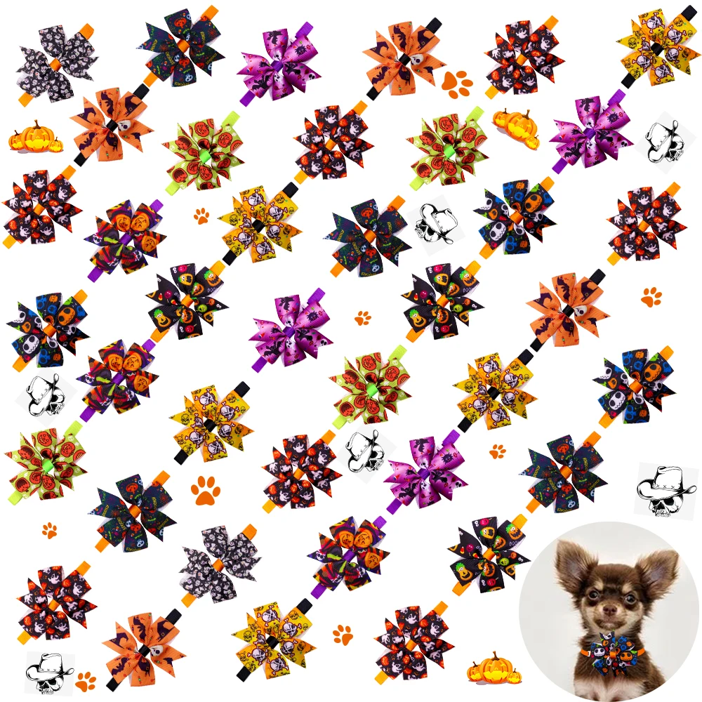 

10 PCS Pet Accessories Halloween Holiday Pet Dog Bow Ties Adjustable Necktie Puppy Dog Collar Bow Tie Cat Dog Product Bowties