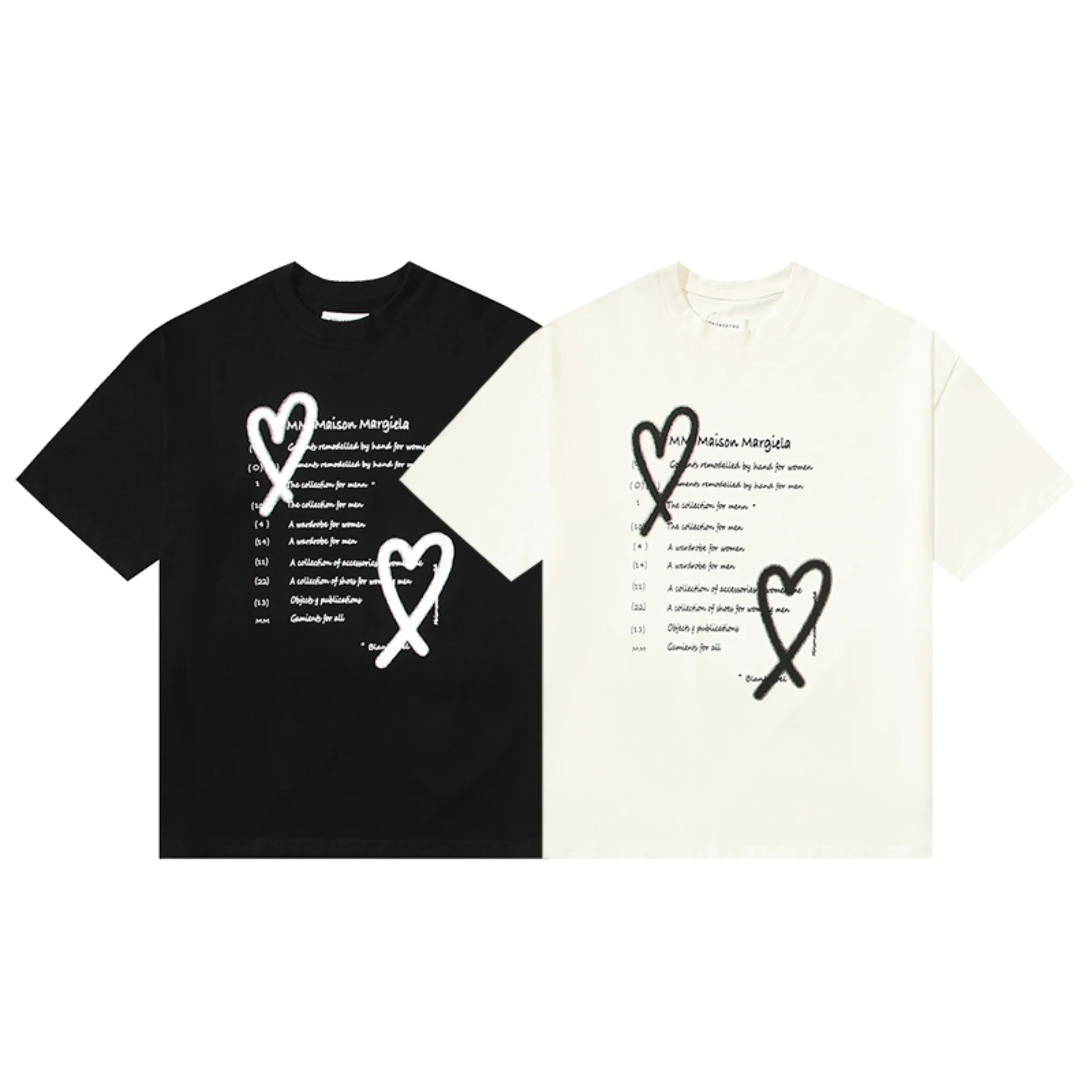 

Margiela unisex style T-shirt MM6 English love heart print loose casual short-sleeved t-shirt men and women couple models tops